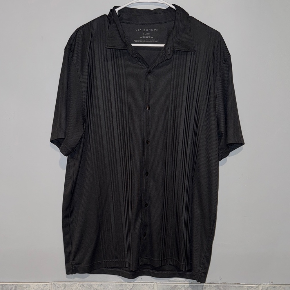 Via Europa Black Casual Button Down Shirt for Men